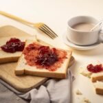 sandwichs with strawberry jam breakfast