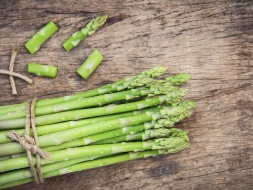 flat lay photography of asparagus
