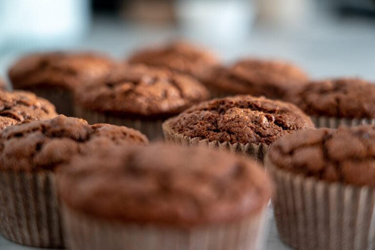 chocolate cupcakes in close up view
