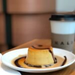 caramel panna cotta on white ceramic plate